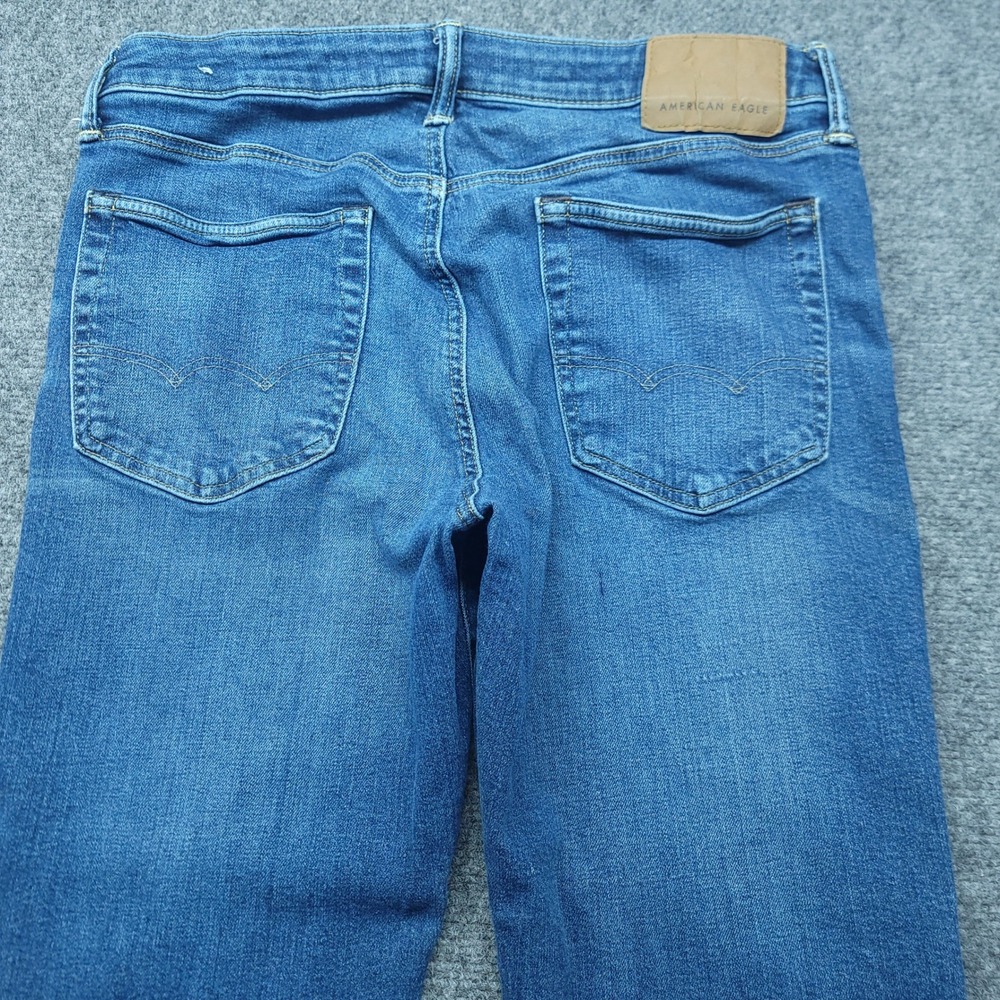 American Eagle Airflex+ Slim Straight Jeans Mens 34x32 Medium Wash Blue Denim